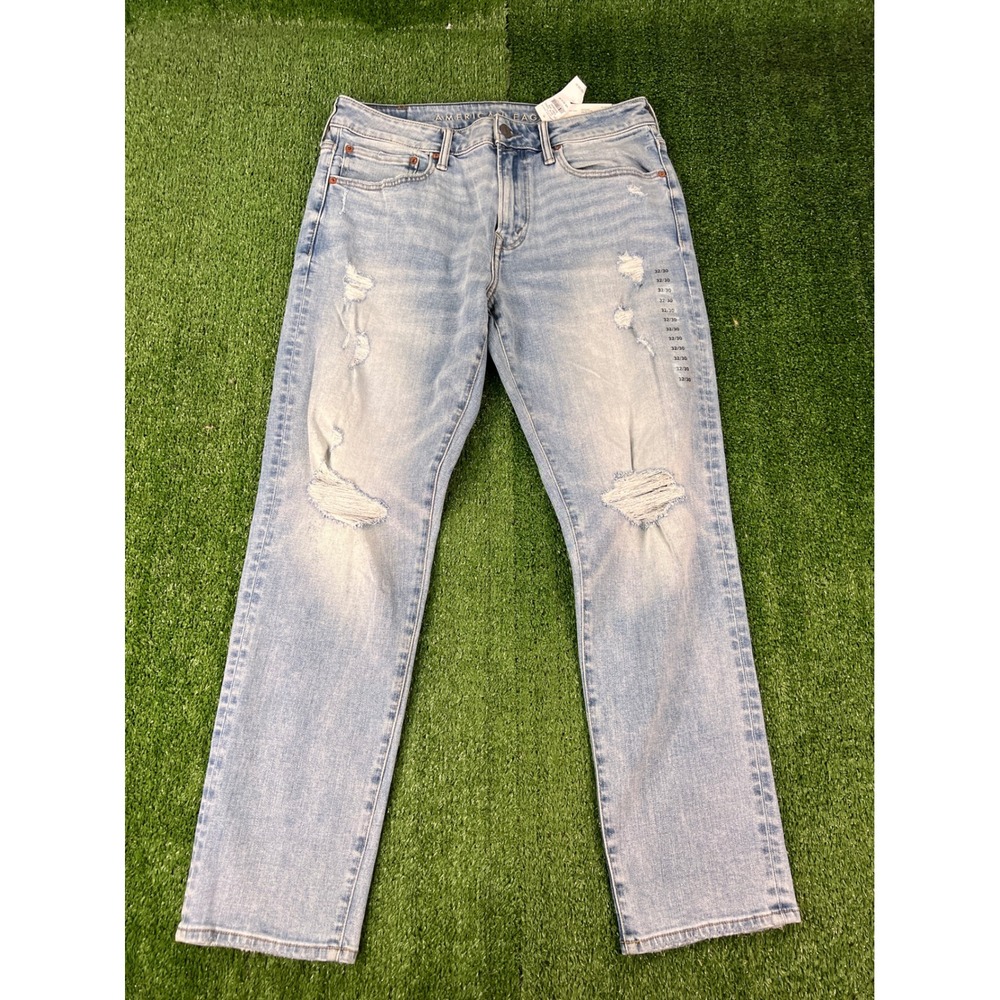 NWT American Eagle Airflex+ Athletic Destroyed Light Wash Jeans 32x30 5363-916